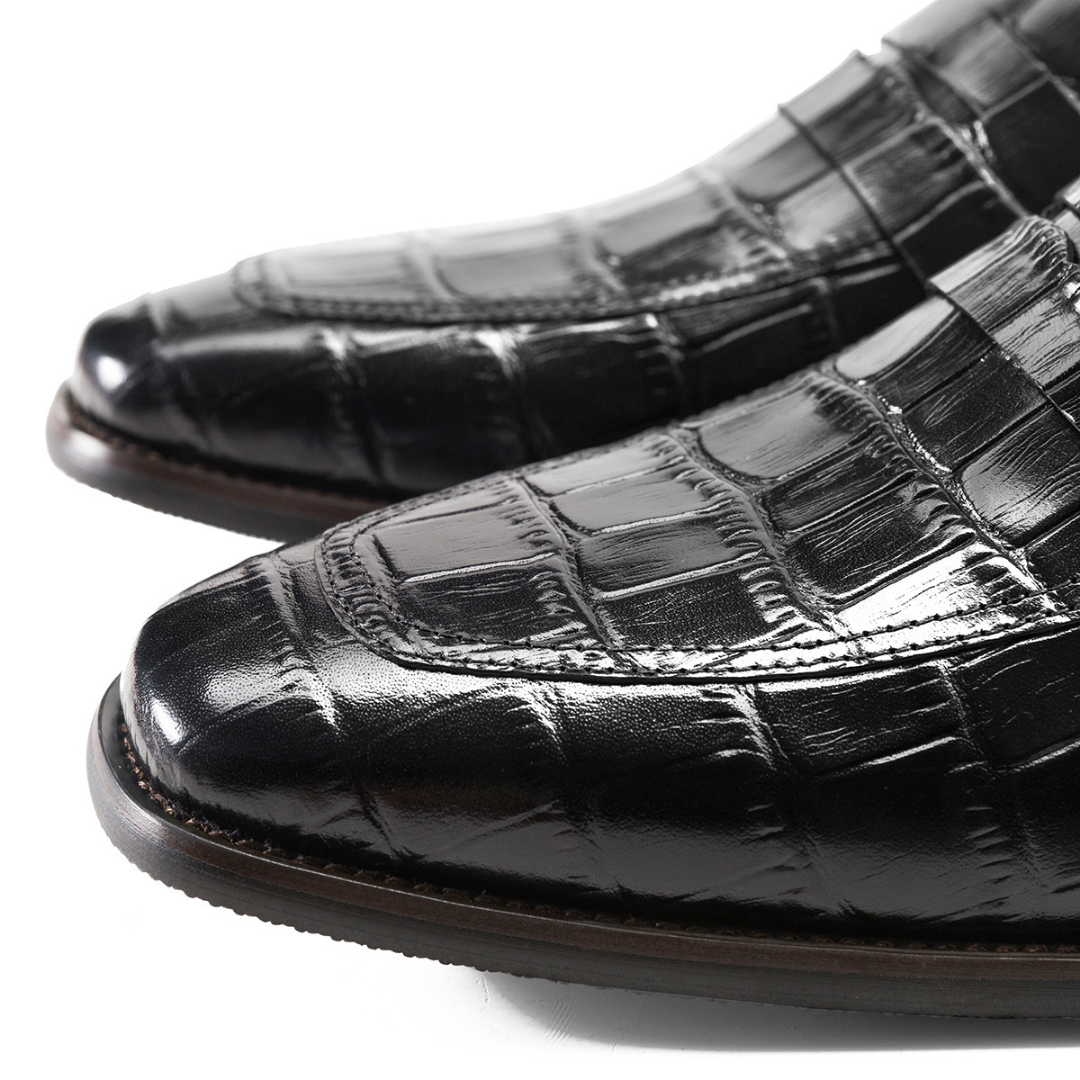 Mocassini Uomo Imperio Lux in Pelle Goﬀrata Lucida – Morvora