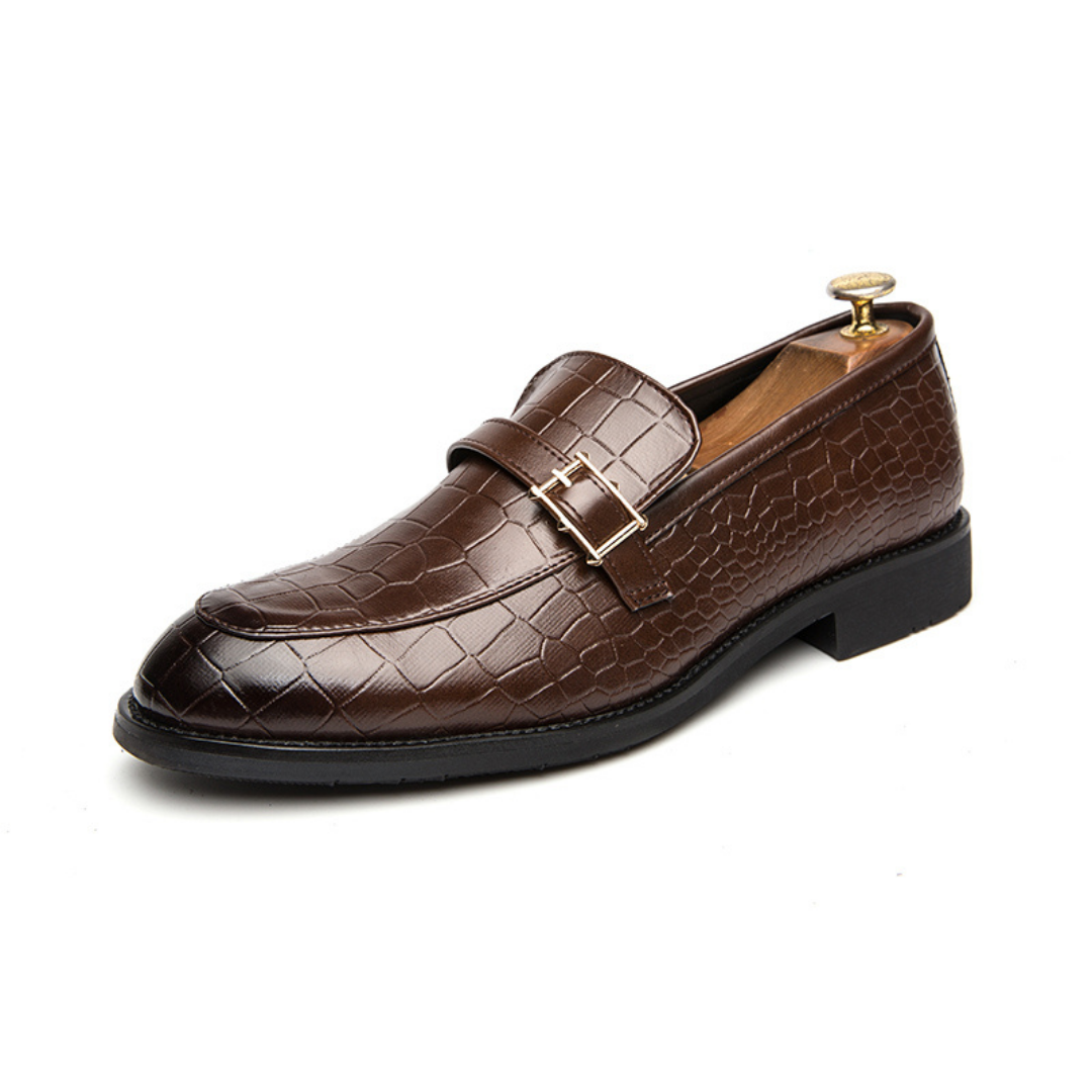 Mocassini Uomo Crosta Elegante in Pelle Goﬀrata – Morvora