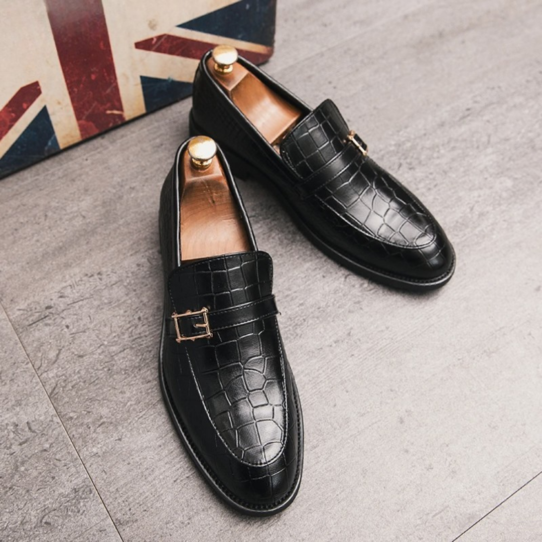 Mocassini Uomo Crosta Elegante in Pelle Goﬀrata – Morvora