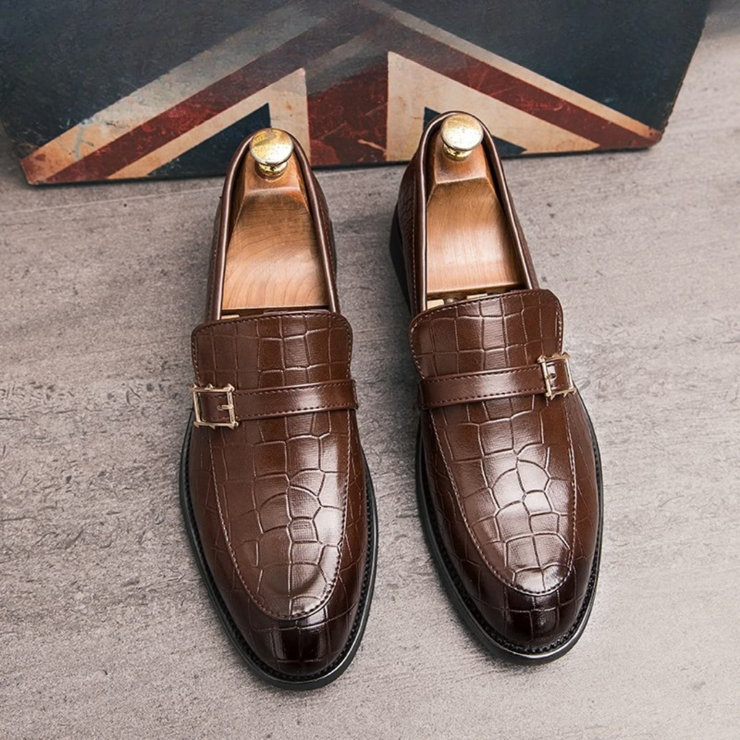 Mocassini Uomo Crosta Elegante in Pelle Goﬀrata – Morvora