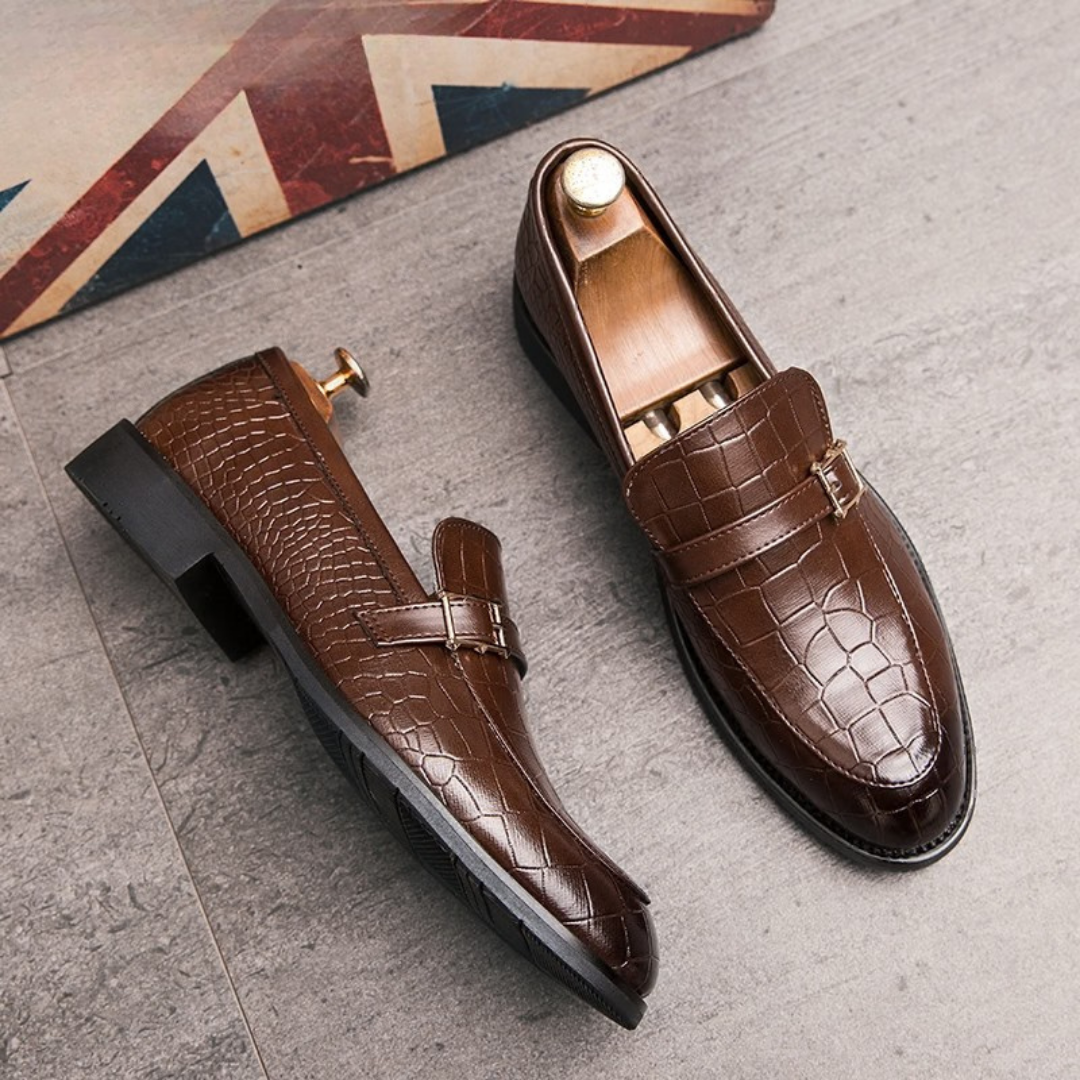 Mocassini Uomo Crosta Elegante in Pelle Goﬀrata – Morvora