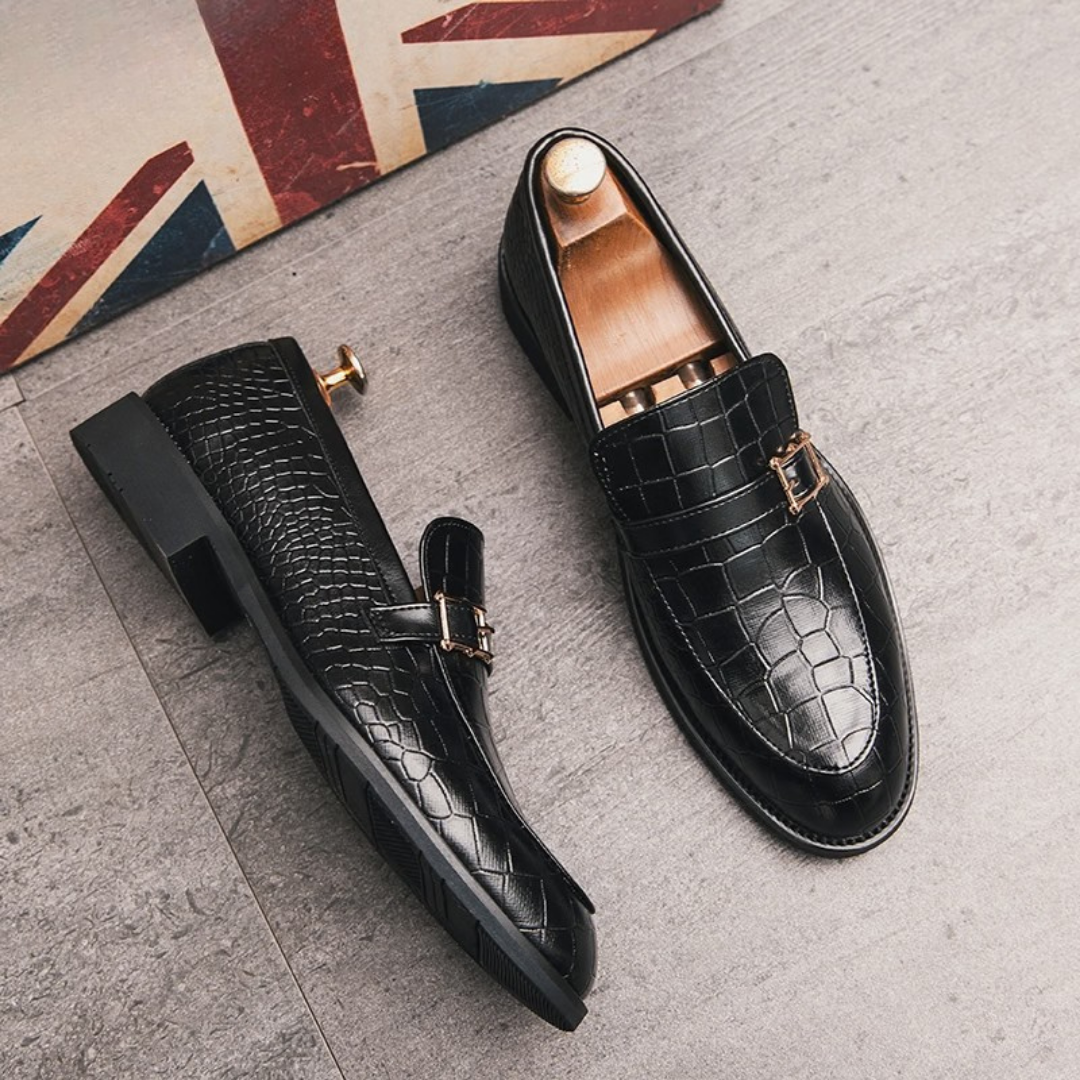 Mocassini Uomo Crosta Elegante in Pelle Goﬀrata – Morvora